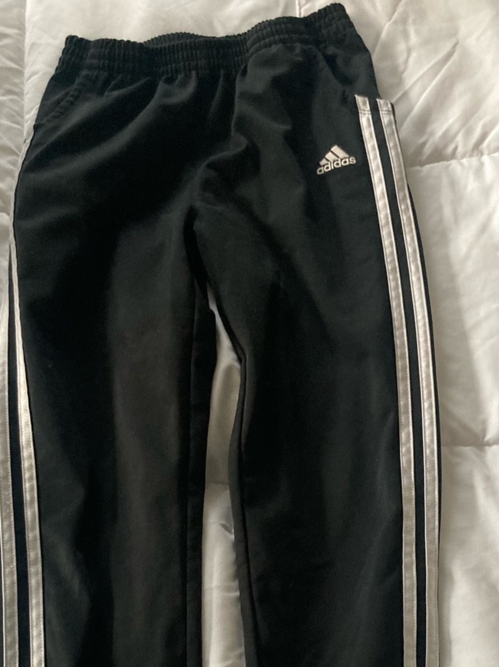 adidas Black Joggers with White Side Stripes
